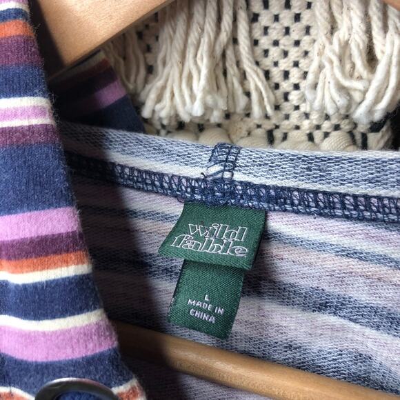 Wild Fable Purple Striped Cropped Hoodie - Picture 4 of 5